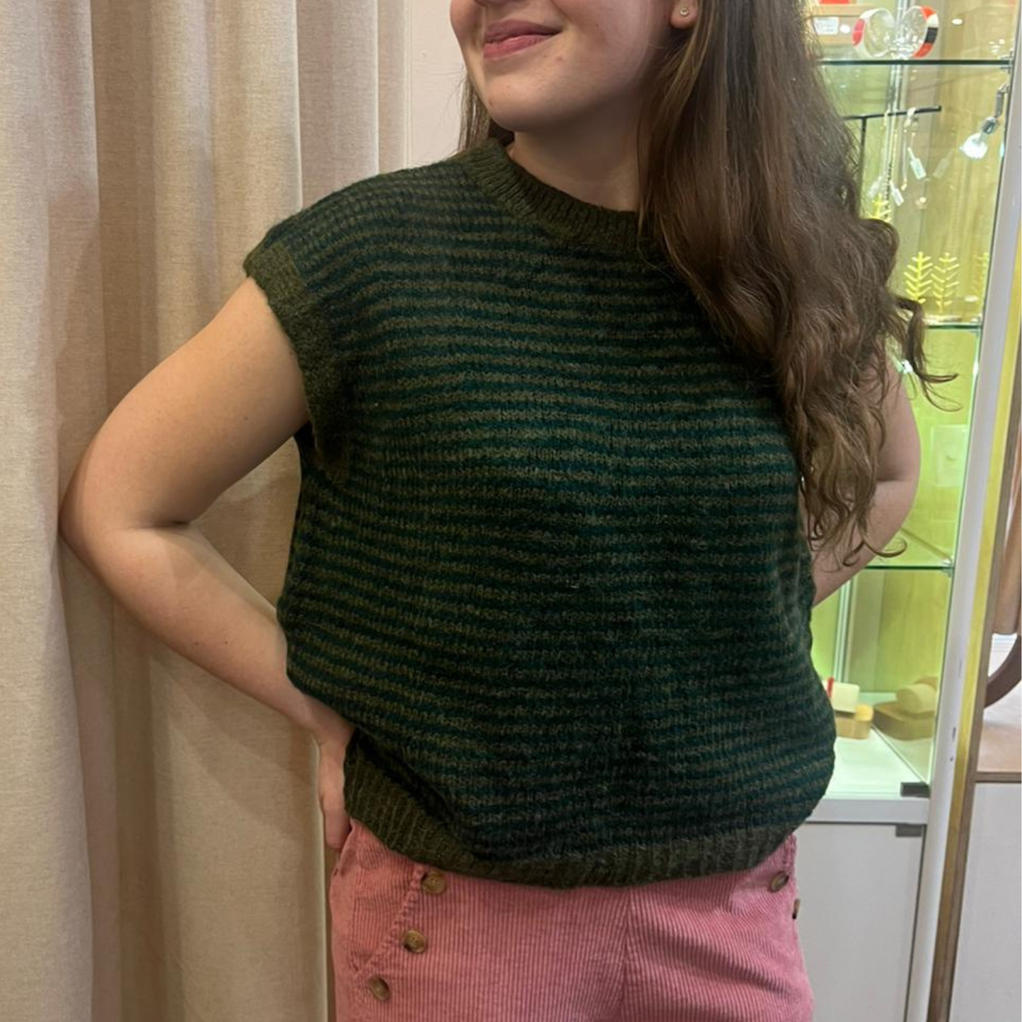Alma Striped Vest - Green