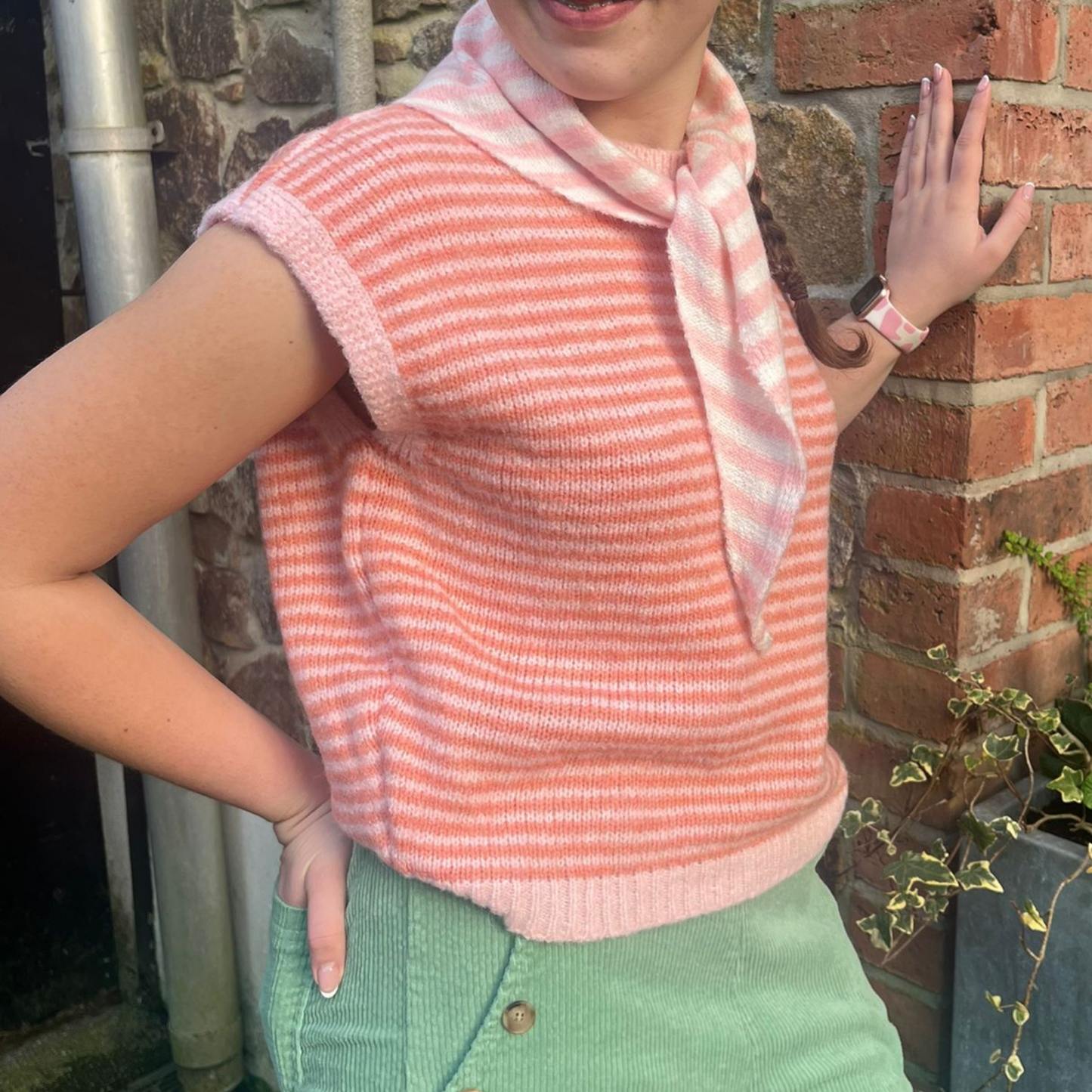 Alma Striped Vest - Pink