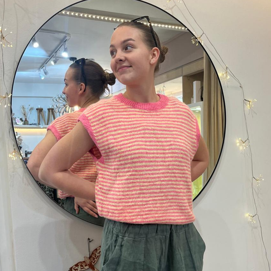 Alma Striped Vest - Pink & Yellow