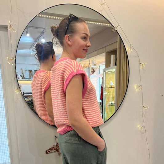 Alma Striped Vest - Pink & Yellow