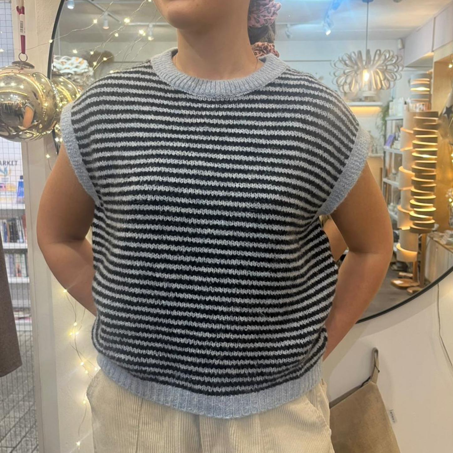 Alma Striped Vest - Blue