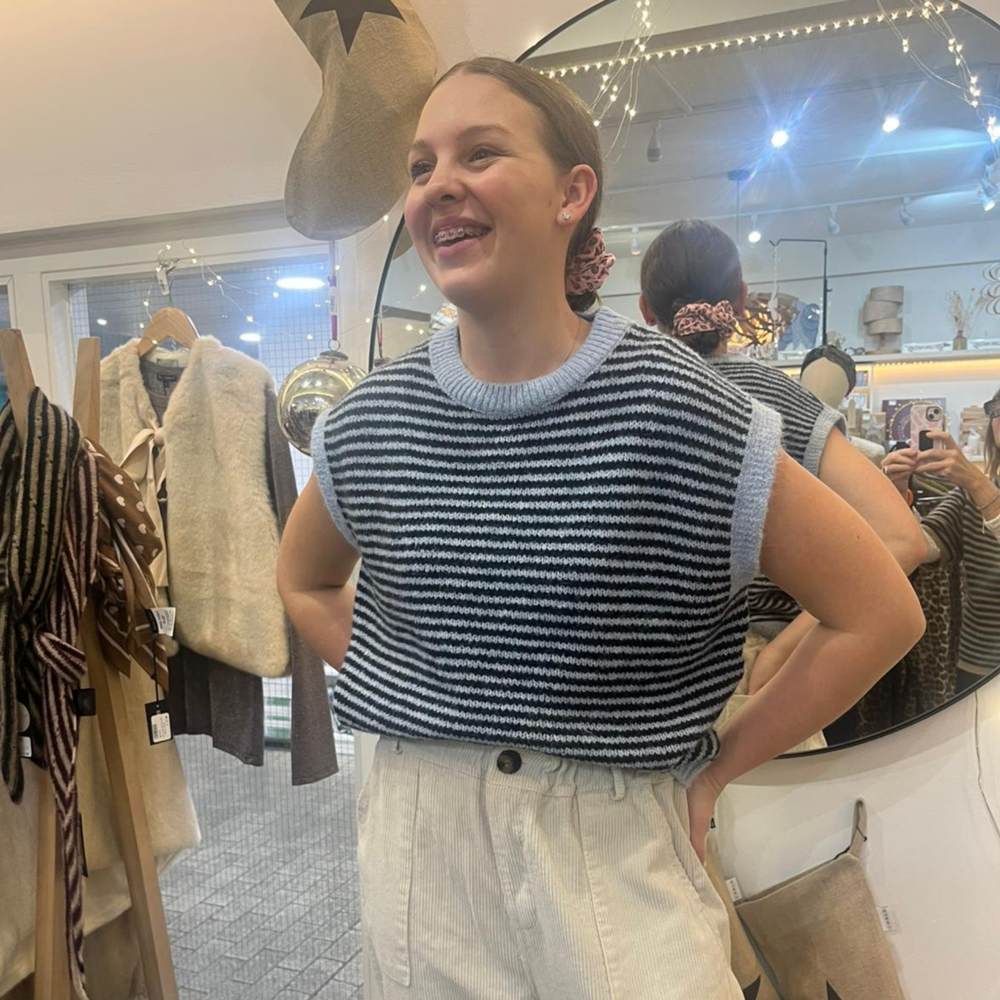 Alma Striped Vest - Blue