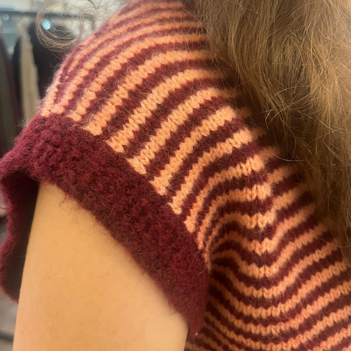 Alma Striped Vest - Burgundy