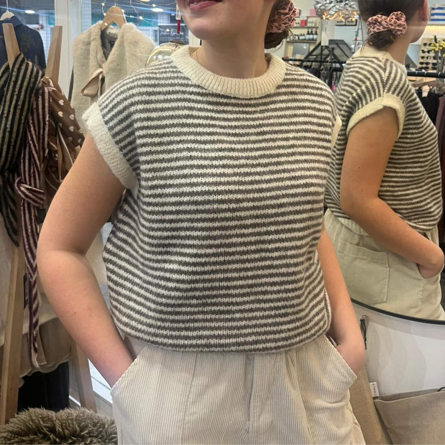 Alma Striped Vest - Cream