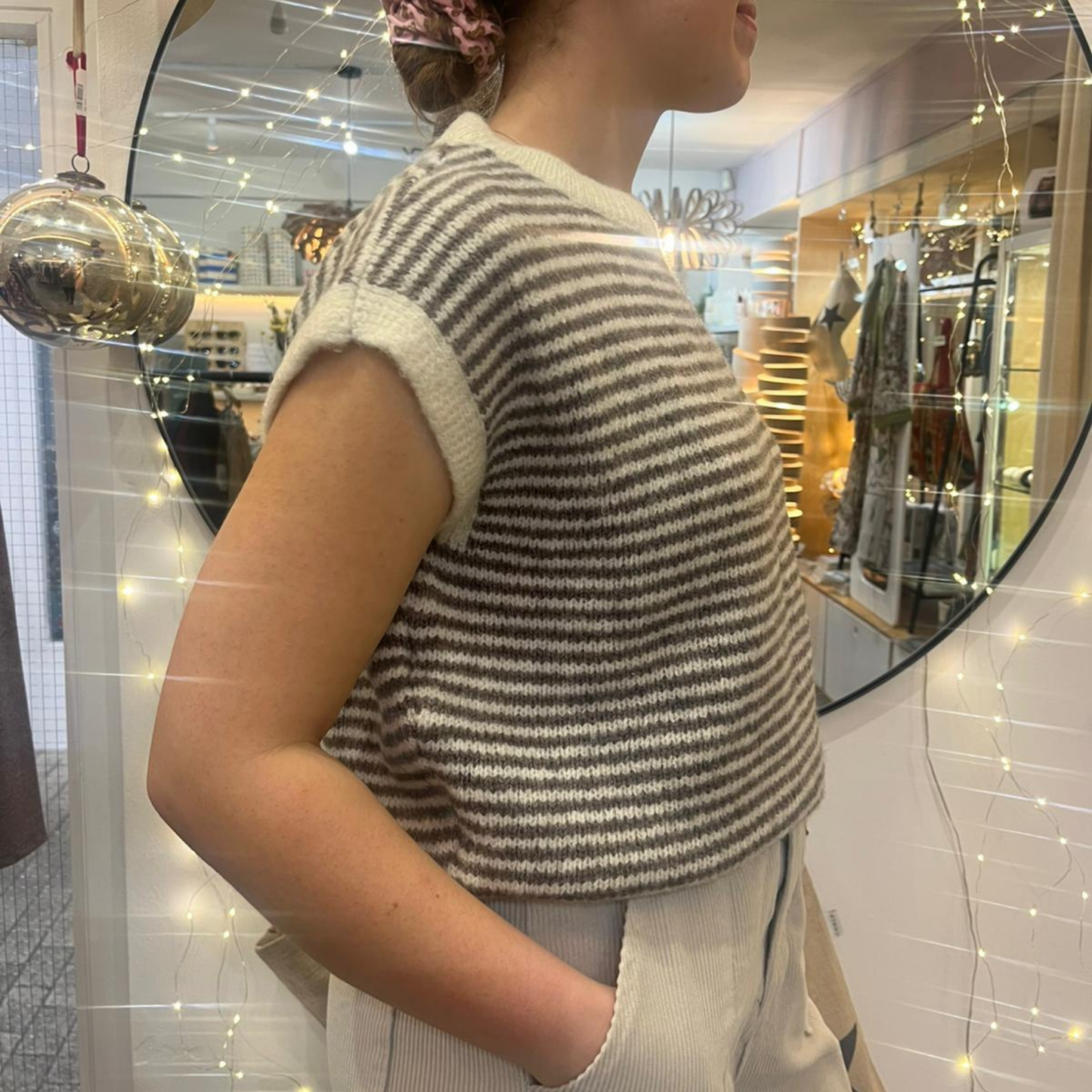 Alma Striped Vest - Cream