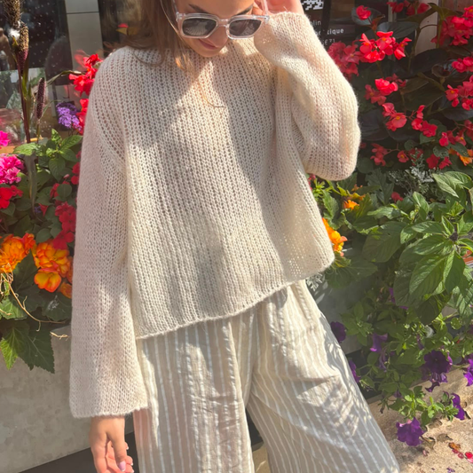 Alpaca Blend Fine Knit Jumper - Cream