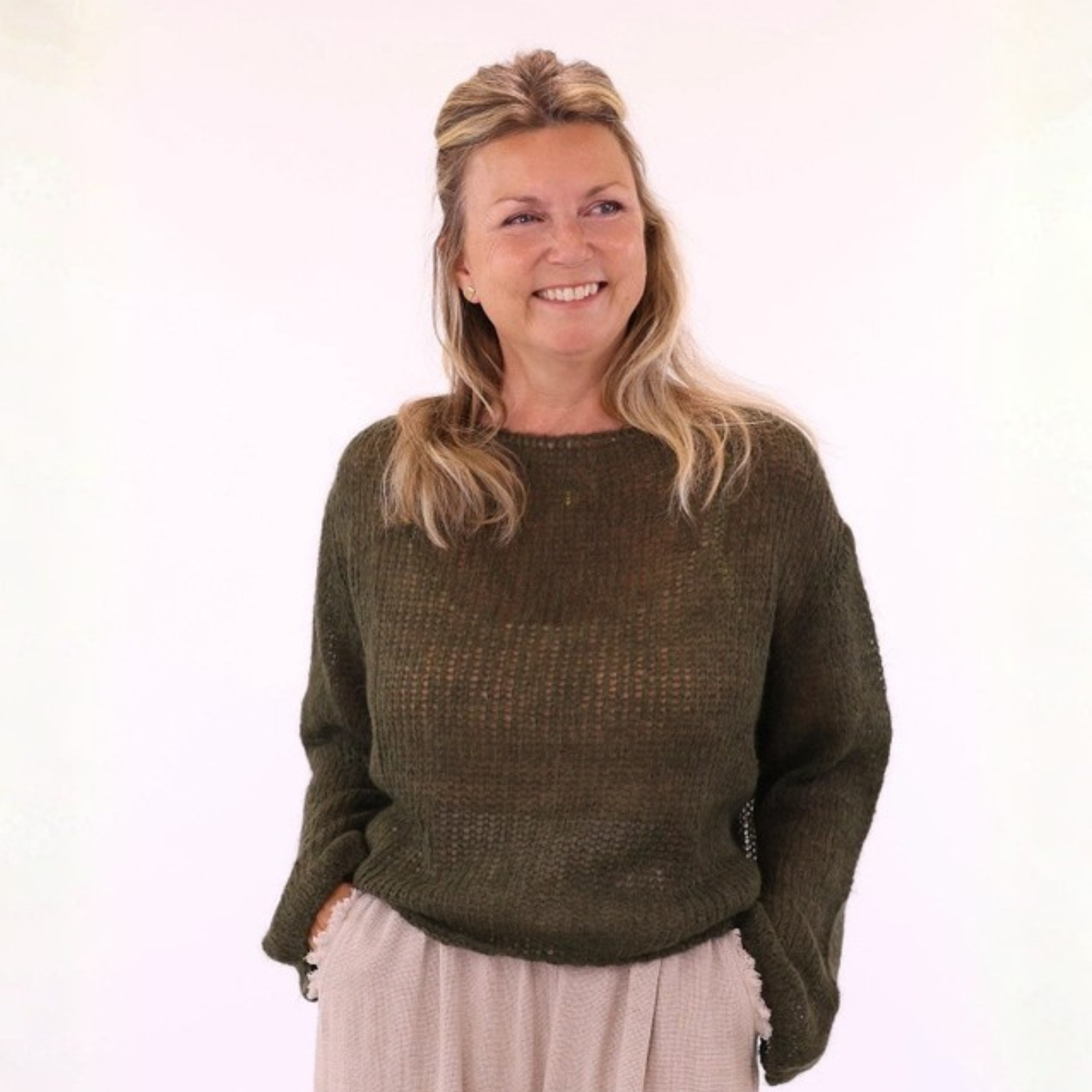 Alpaca Blend Fine Knit Jumper - Forest Green