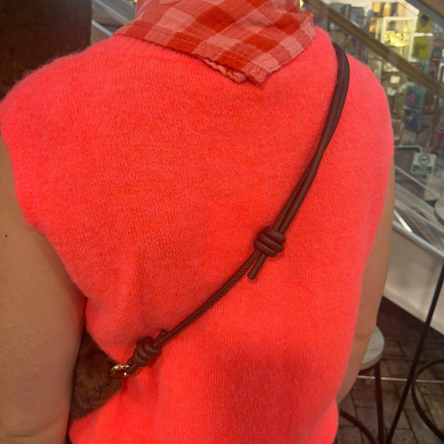 Alpaca Blend Sleeveless Knit Vest - Neon Coral