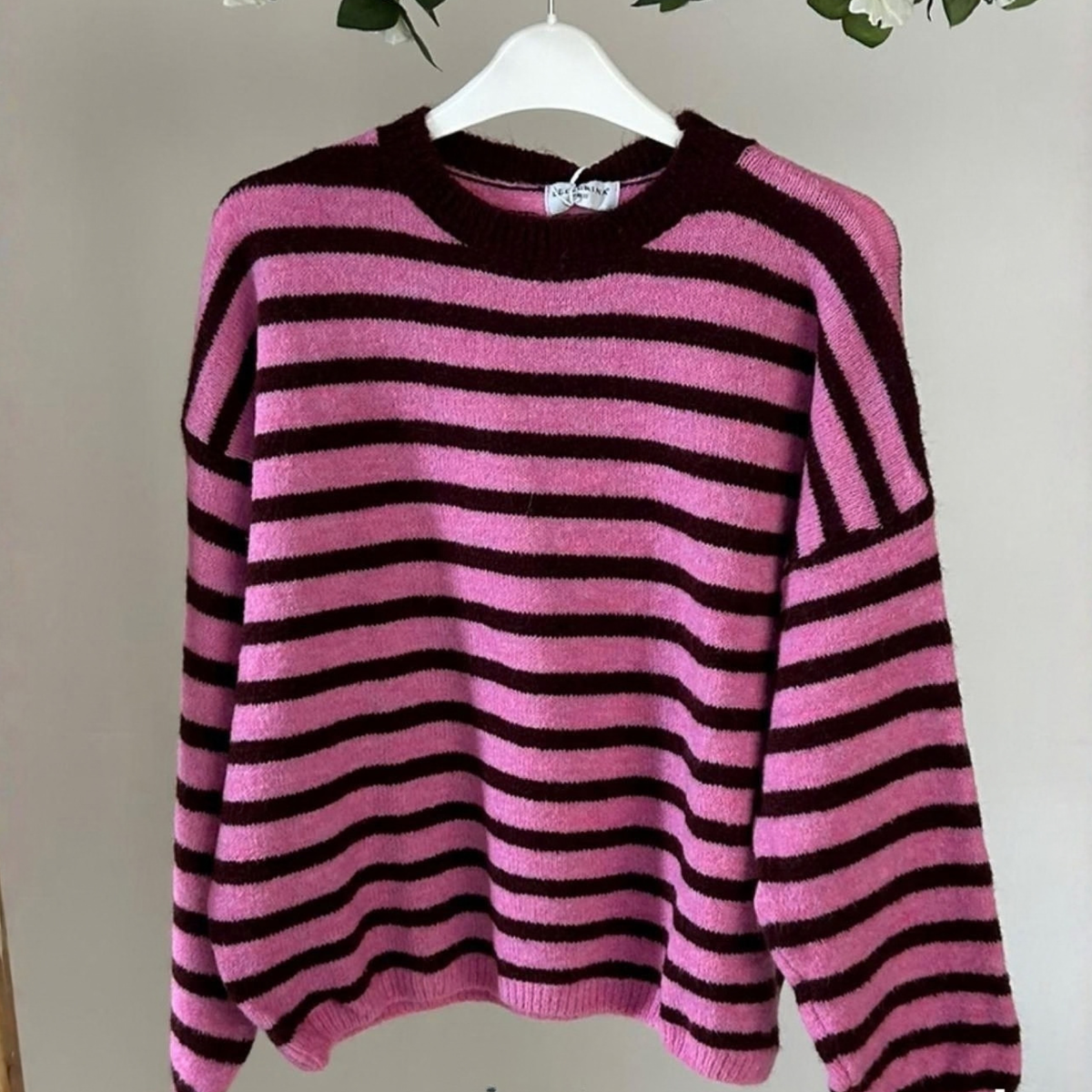 Alpaca Blend Striped Jumper - Pink & Burgundy
