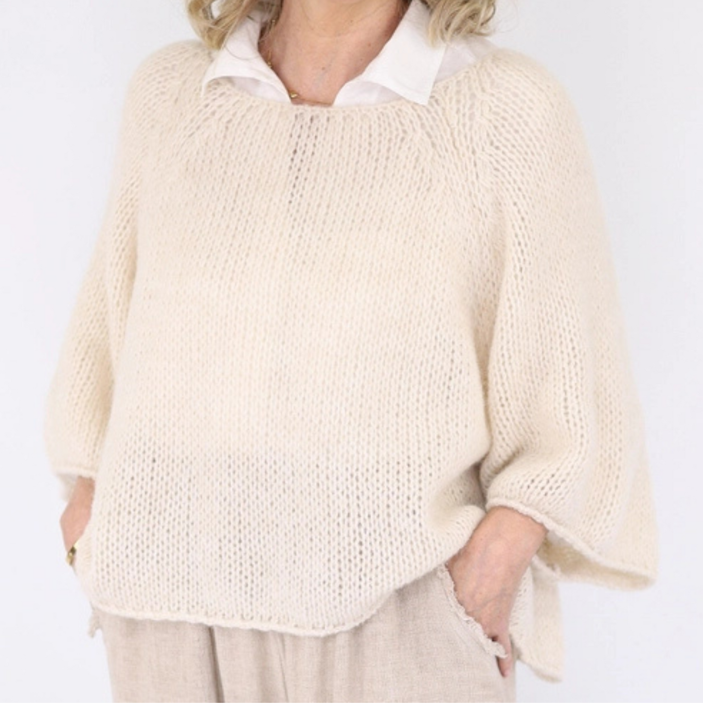 Alpaca Wool Blend Jumper - Cream