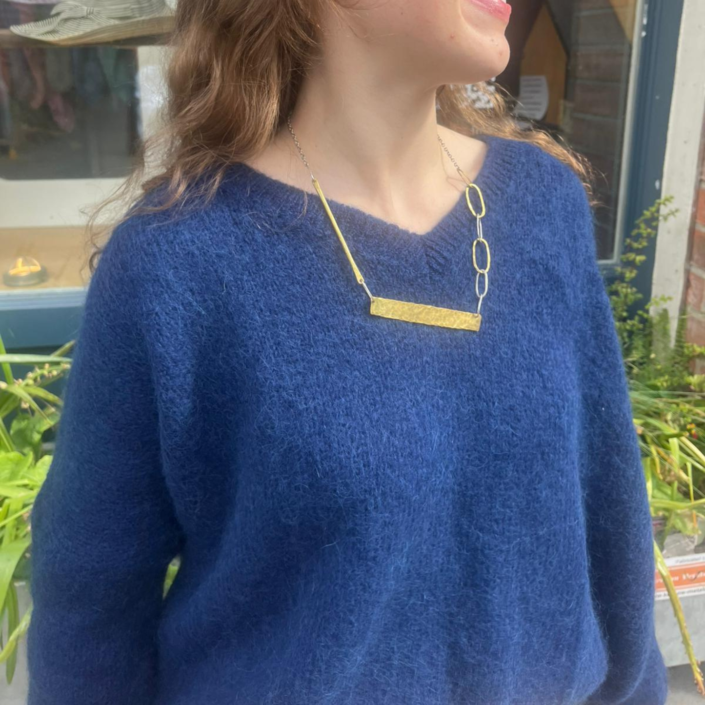 Alpaca Blend V Neck Jumper - Navy