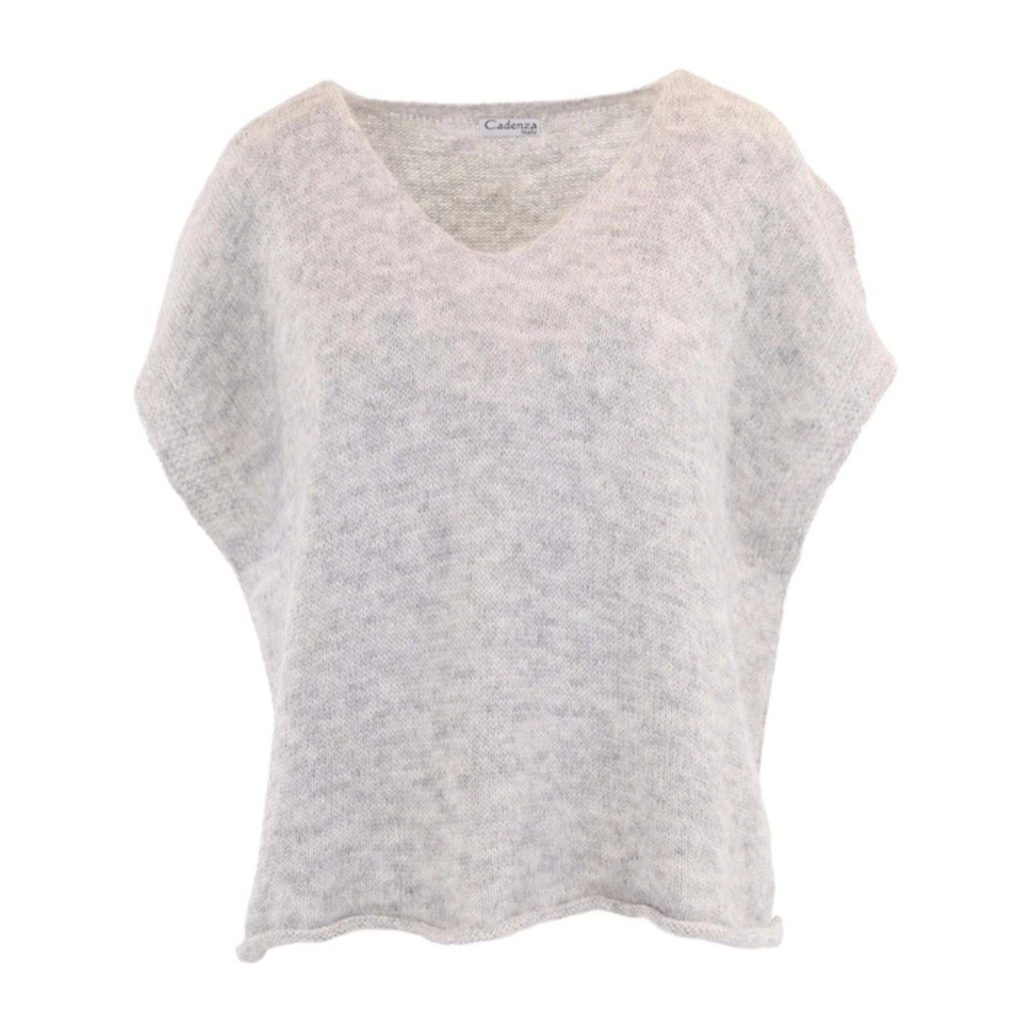 Alpaca Wool Blend V Neck Tunic - Cloud Grey