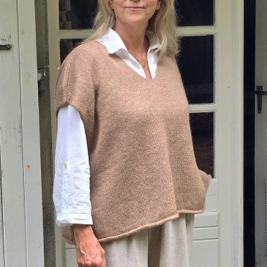 Alpaca Blend V Neck Tunic - Truffle