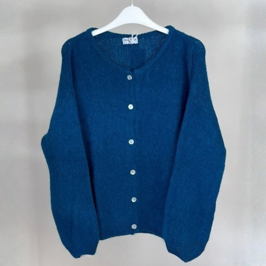 Alpaca Knit Button Cardigan - Deep Teal