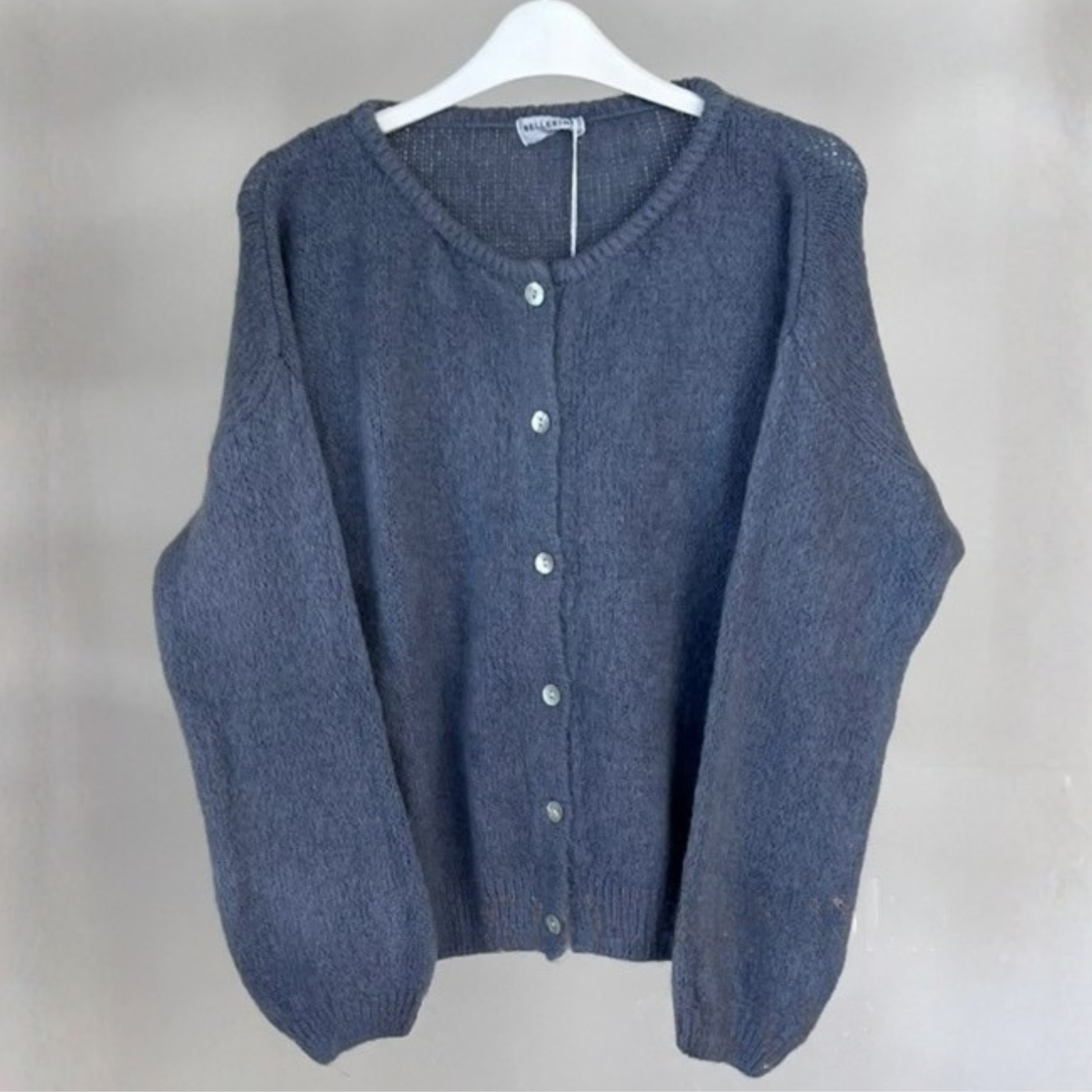 Alpaca Knit Button Cardigan - Smoke Blue