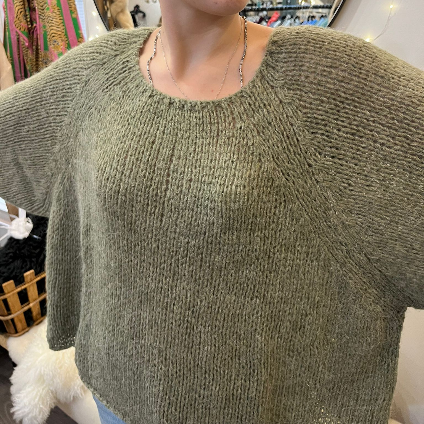 Alpaca Wool Blend Jumper - Moss Green