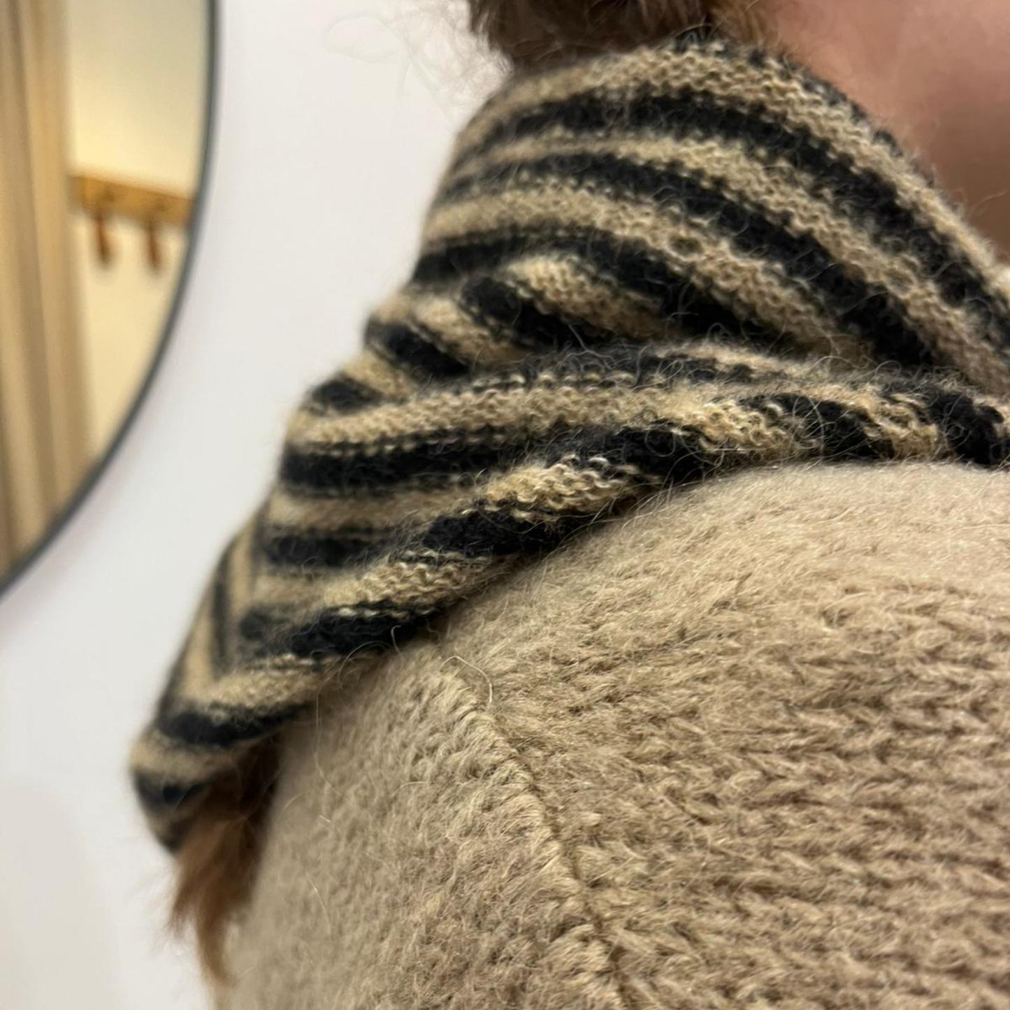 Alpaca Wool Picot Scarf - Brown Stripe