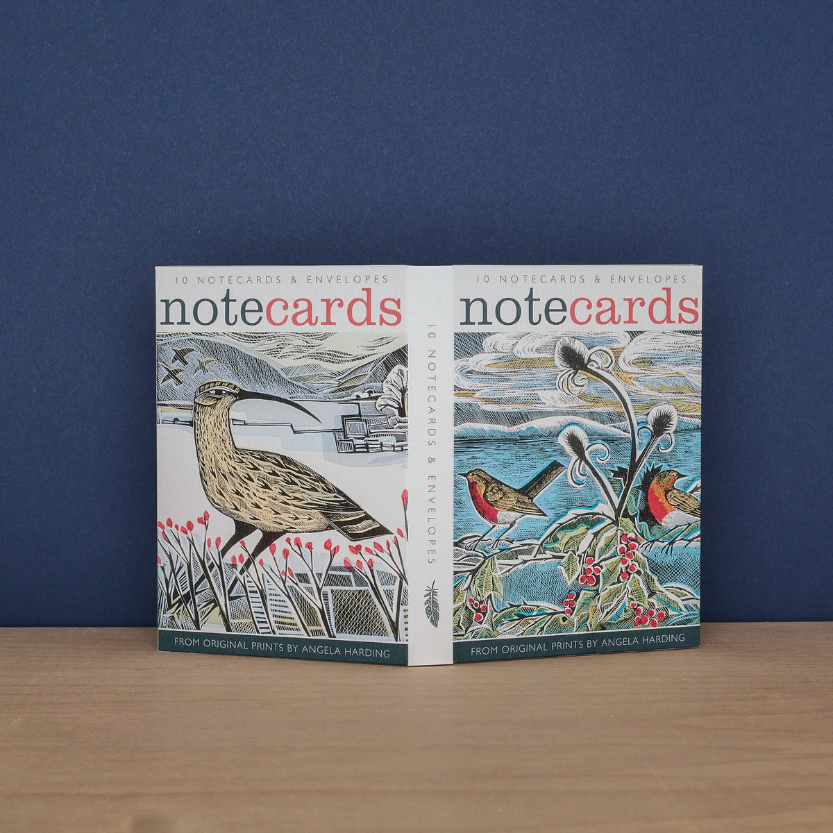 Set of 10 Notecards & Envelopes - Robins and Teasels / Curlew Christmas