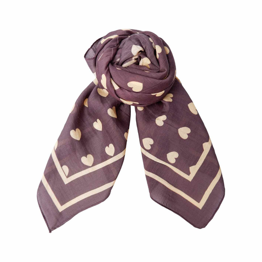 Silk and Cotton Hearts Scarf - Mocha