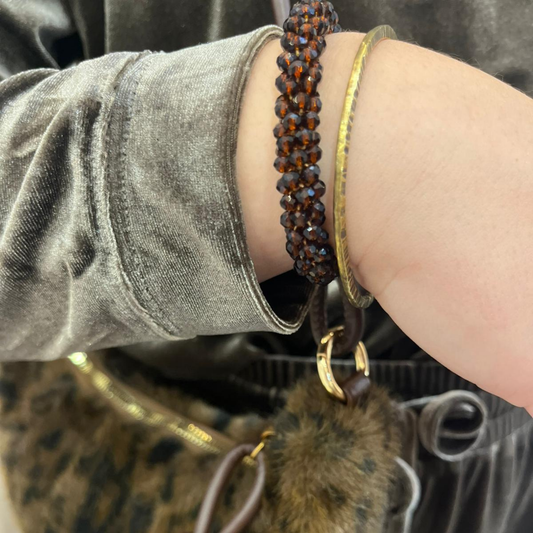 Beaded Sparkle Bracelet - Mocha