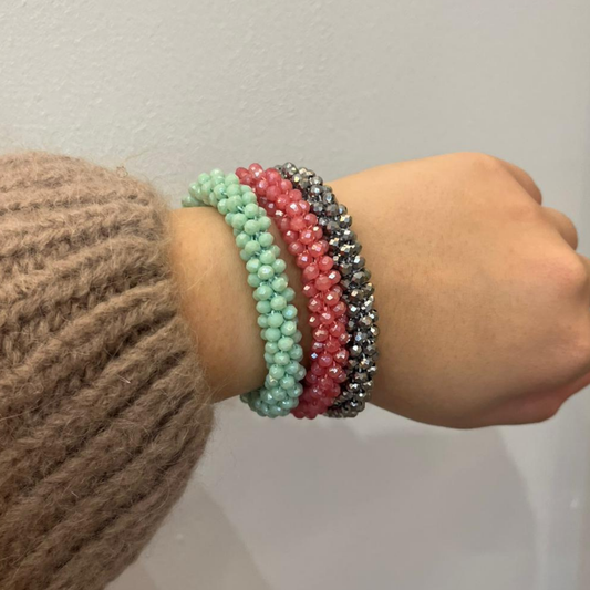 Beaded Sparkle Bracelet - Wine