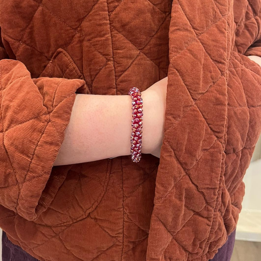 Beaded Sparkle Bracelet - Wine