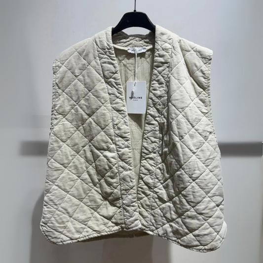 Needlecord Quilted Gilet Jacket - Beige