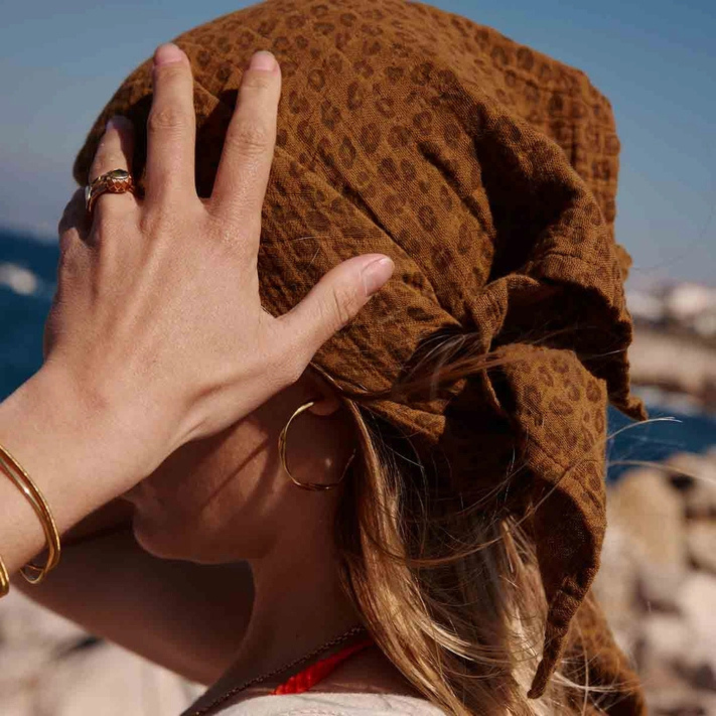 Square Scarf - Cumin Leopard