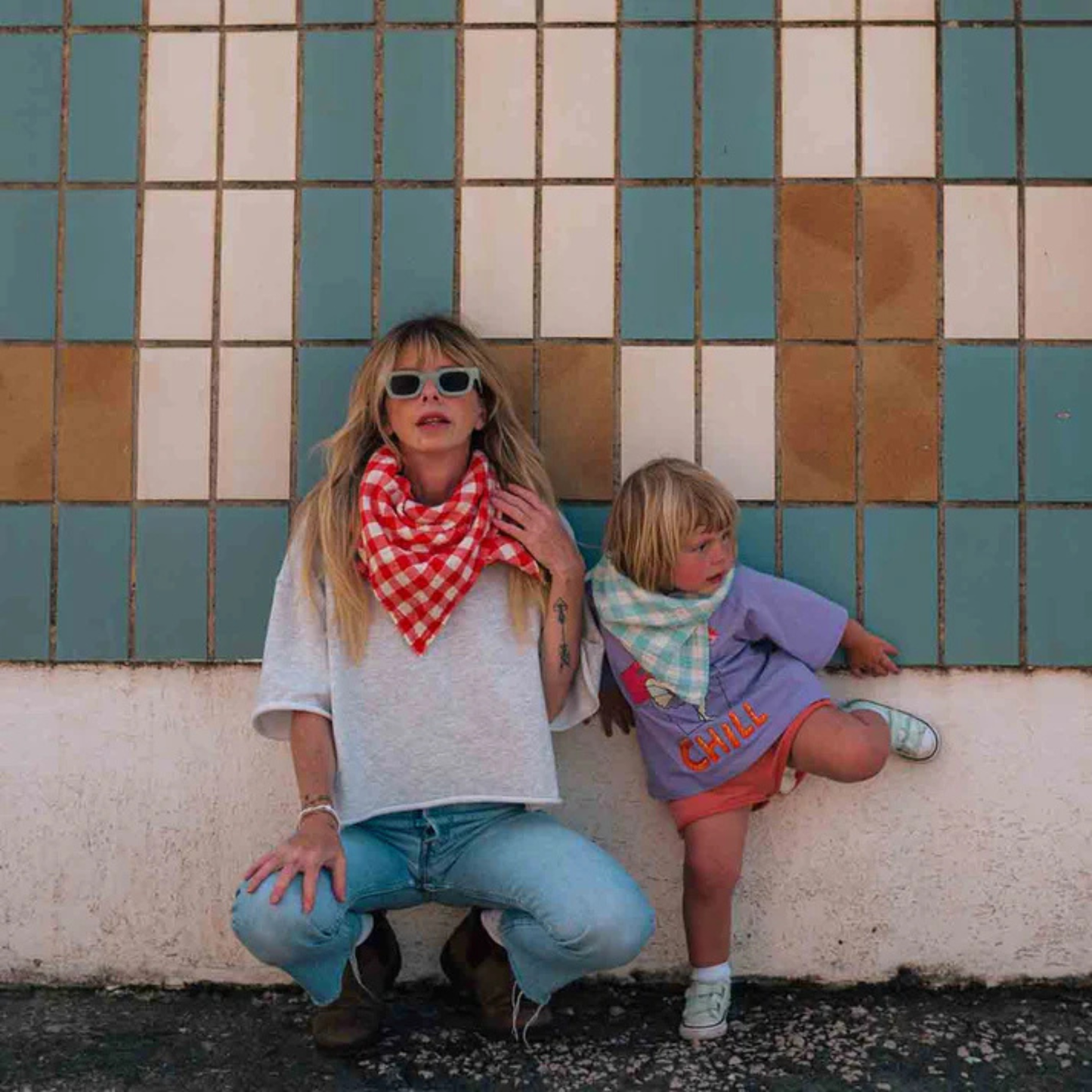 Square Scarf - Canal Blue Gingham Check