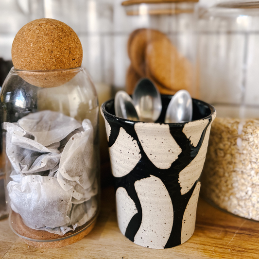 Brushstroke Ceramic Pot - Black