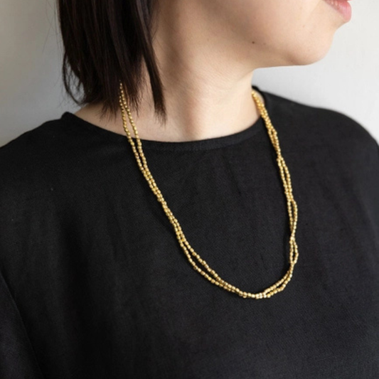 Brass Beaded Necklace - Gold