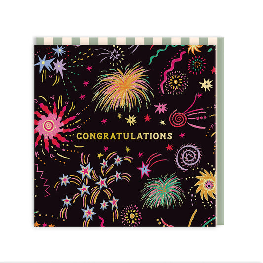 Mini Greetings Card - Congratulations Fireworks
