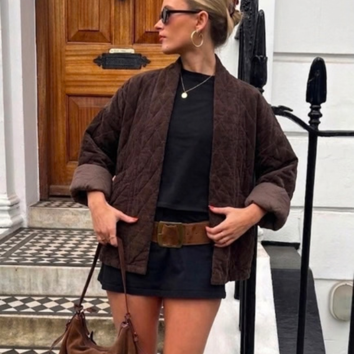 Needlecord Quilted Jacket - Chocolate Brown