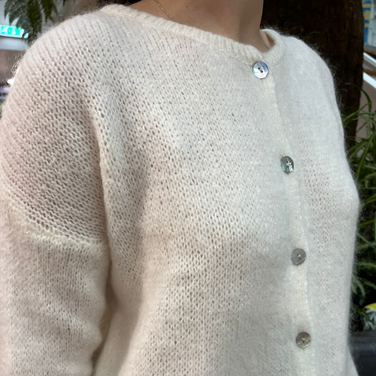 Mohair Blend Button Through Cardigan - Cream