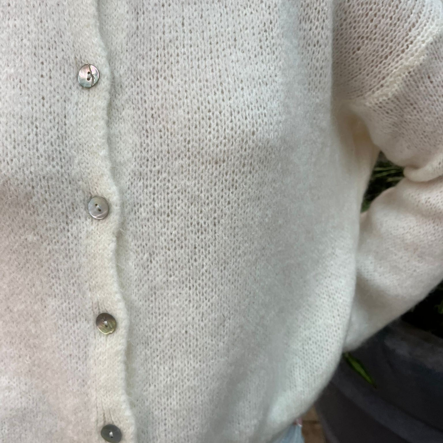 Mohair Blend Button Through Cardigan - Cream