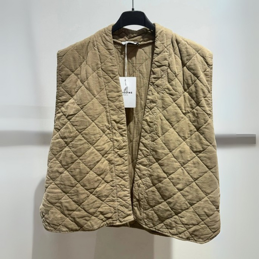 Needlecord Quilted Gilet Jacket - Camel Brown