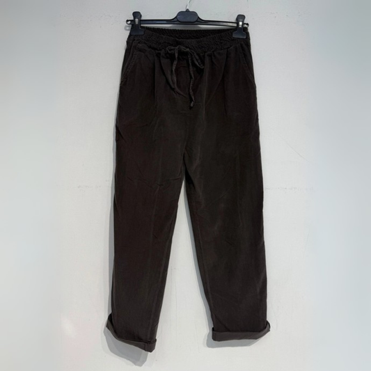 Needlecord Tapered Trousers - Chocolate Brown