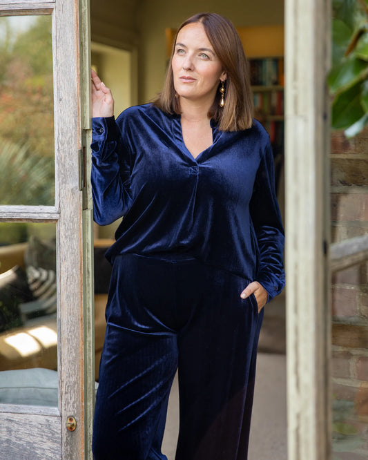 Josie Velvet Shirt - Navy