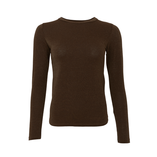 Faye Long Sleeve Top - Chocolate Brown Shimmer
