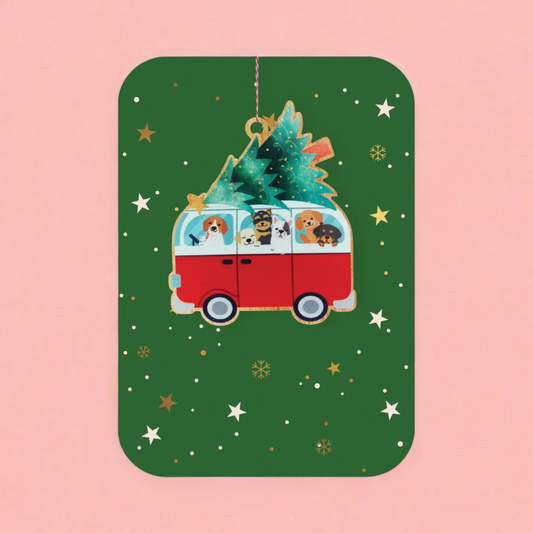 Christmas Keepsake Card - Dogs Camper Van
