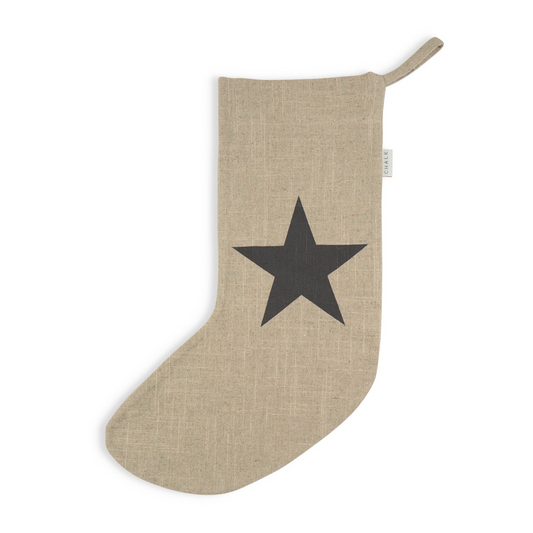 Ramie Cotton Christmas Stocking - Charcoal Star