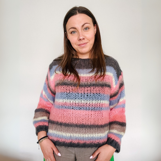 Multi Striped Jumper - Coral Pink