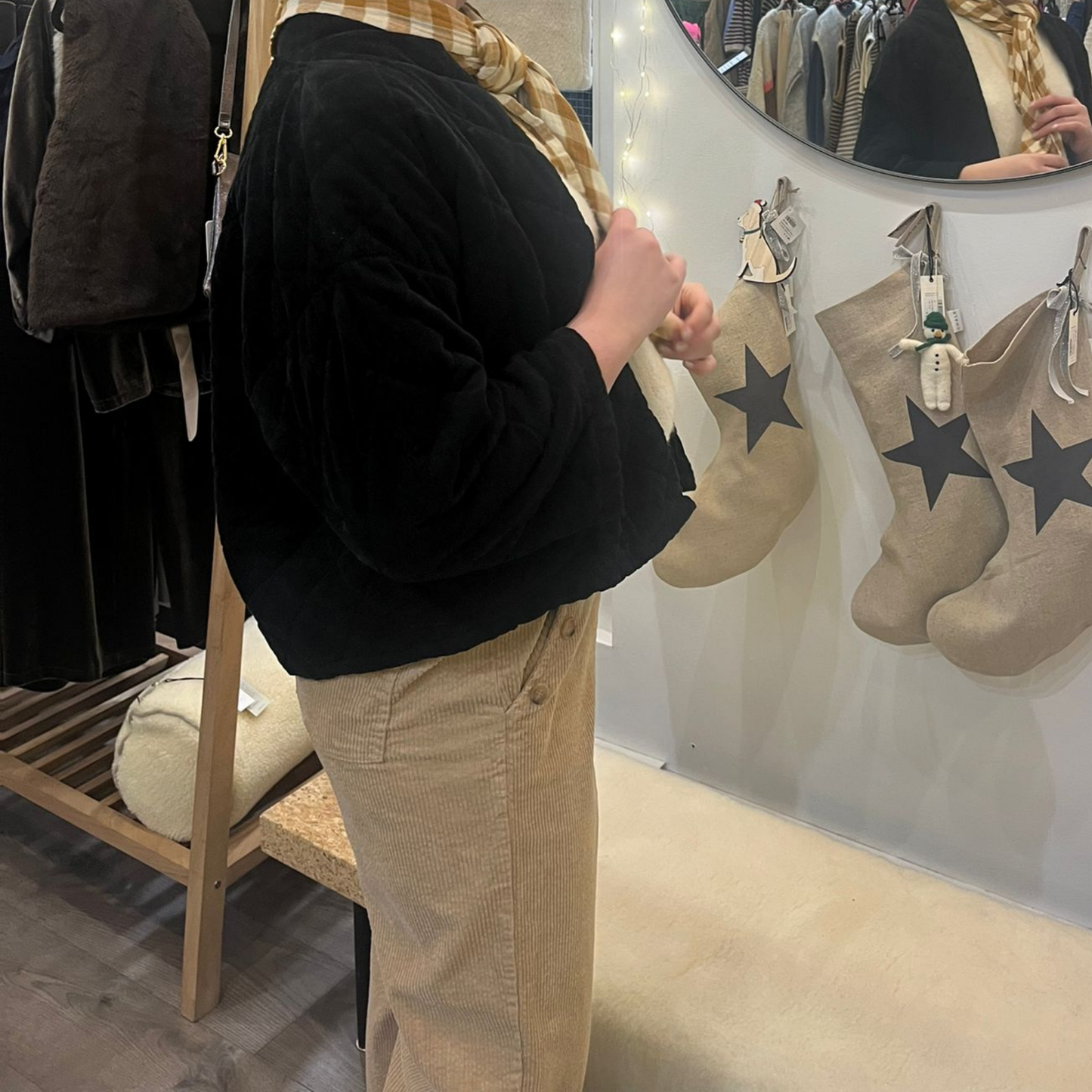 Button Detail Corduroy Trousers - Biscuit