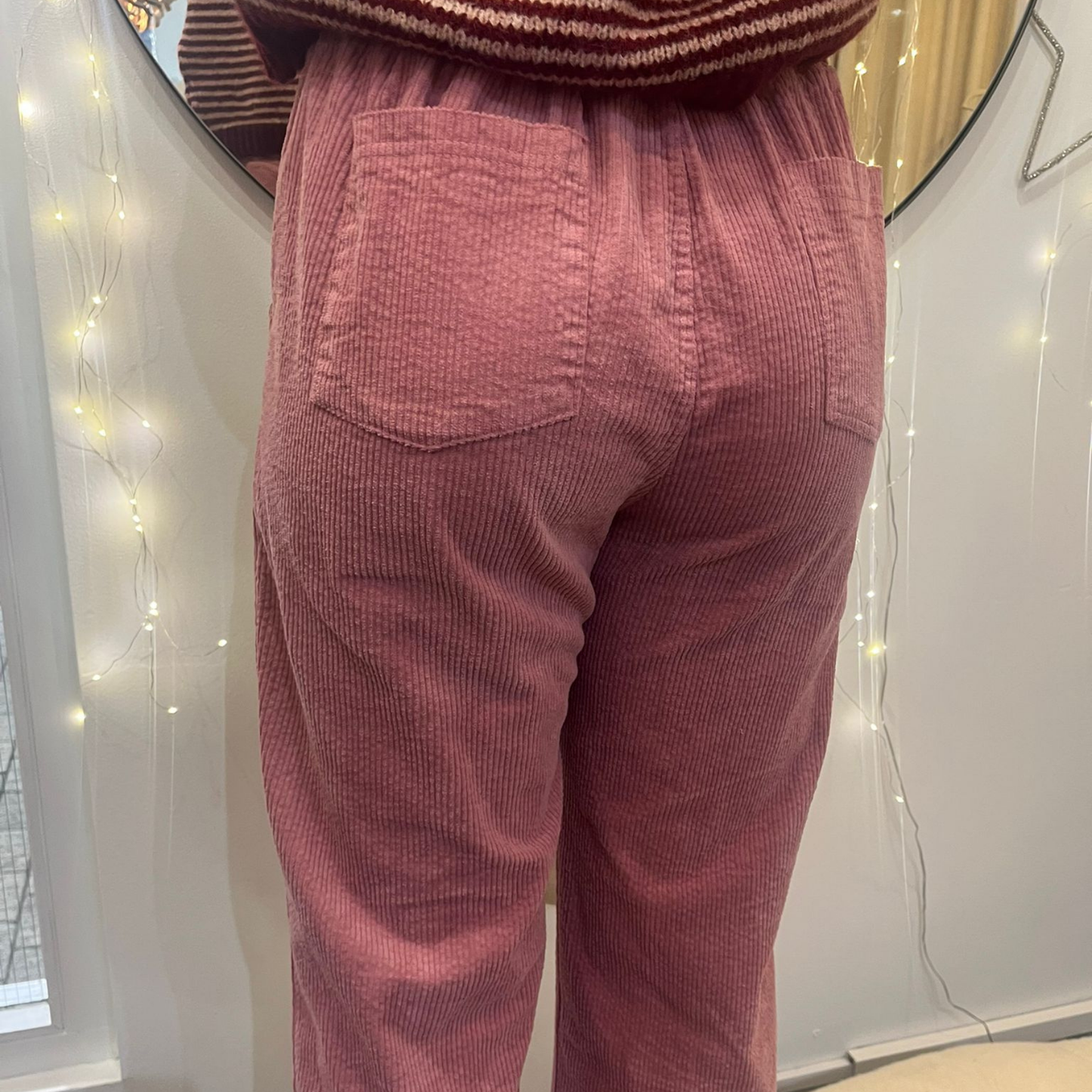 Button Detail Corduroy Trousers - Pink