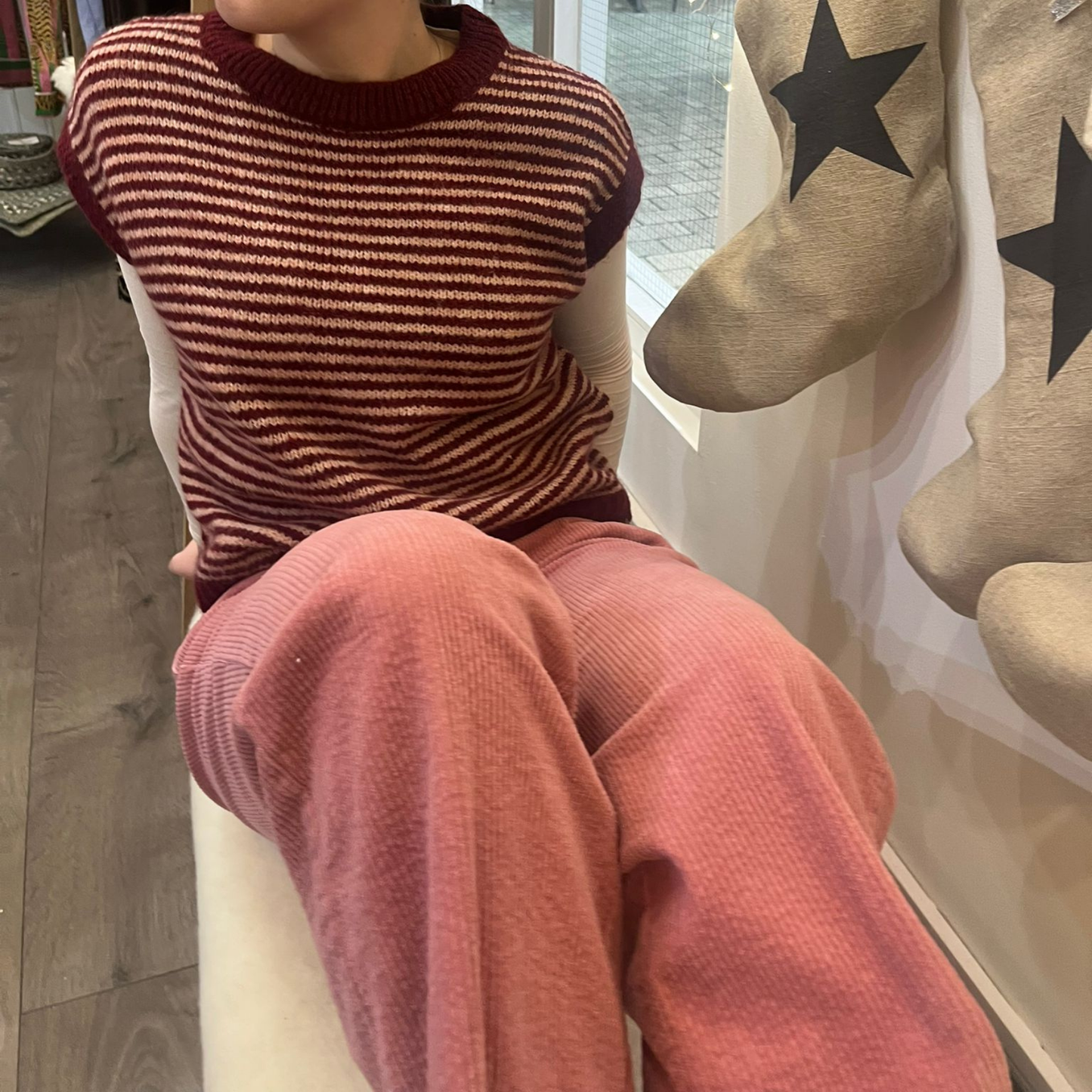 Button Detail Corduroy Trousers - Pink