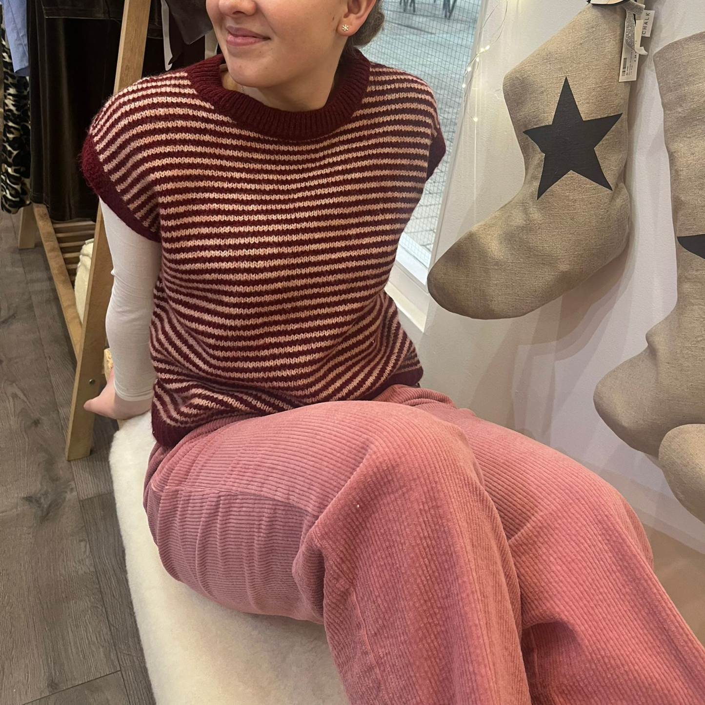 Button Detail Corduroy Trousers - Pink