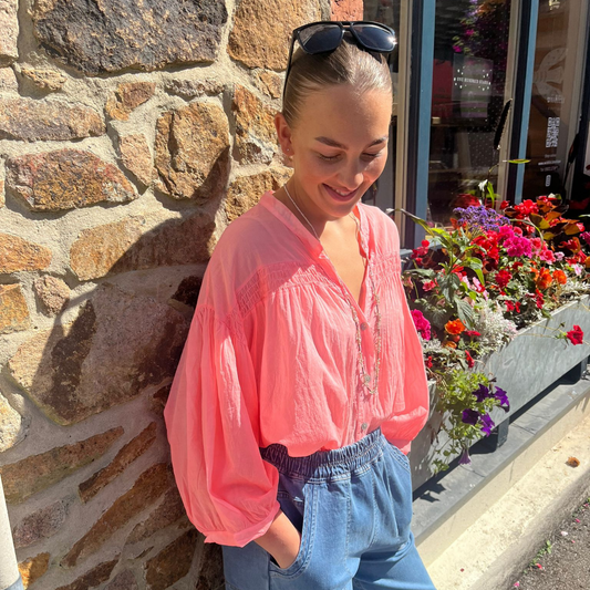 Cotton Blouse - Coral