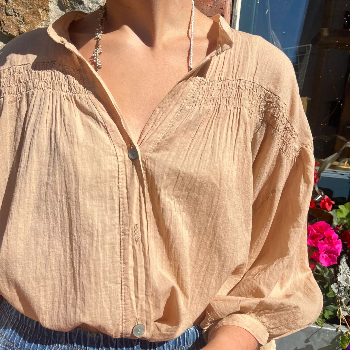 Cotton Blouse - Tan