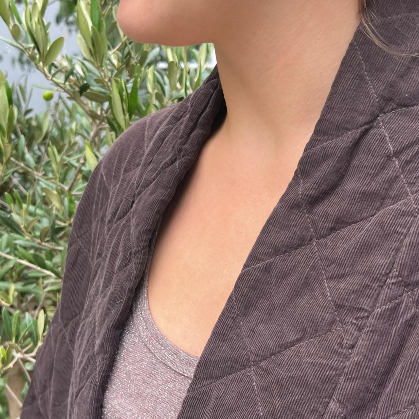 Needlecord Quilted Jacket - Chocolate Brown