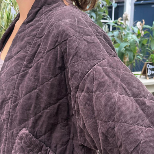 Needlecord Quilted Jacket - Chocolate Brown